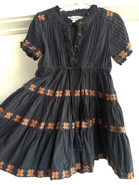 Ivy City Co Navy Dress with Gold Embroidered Stars